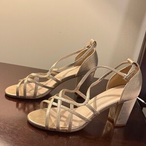 Benjamin Walk Shimmering Gold Strappy Heels